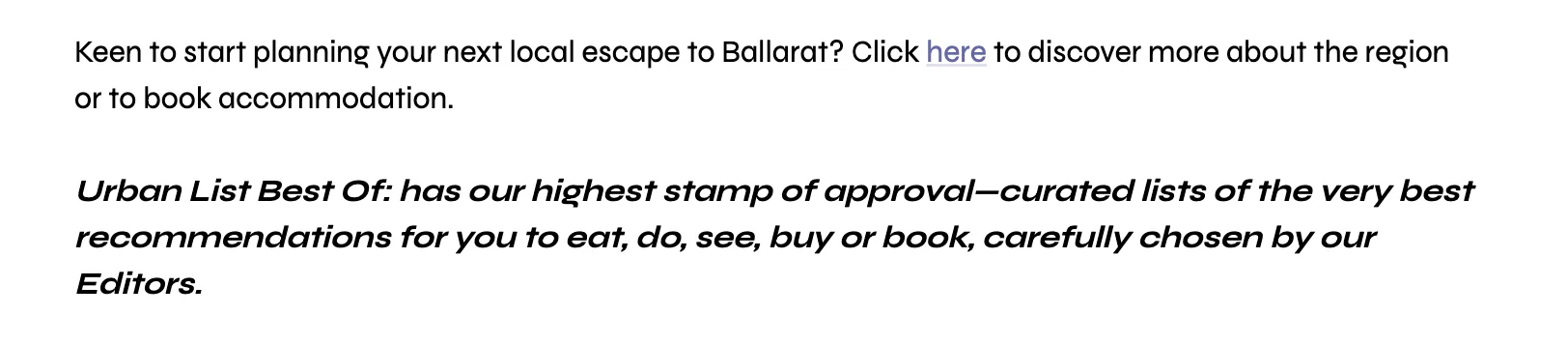 Urban List 9th July 2025 - Hotel Vera Ballarat