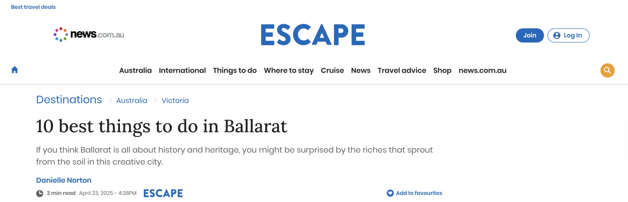 HERALD SUN'S ESCAPE - April 2025
