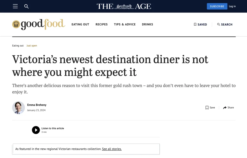The Age: Good Food 2024 - Hotel Vera Ballarat