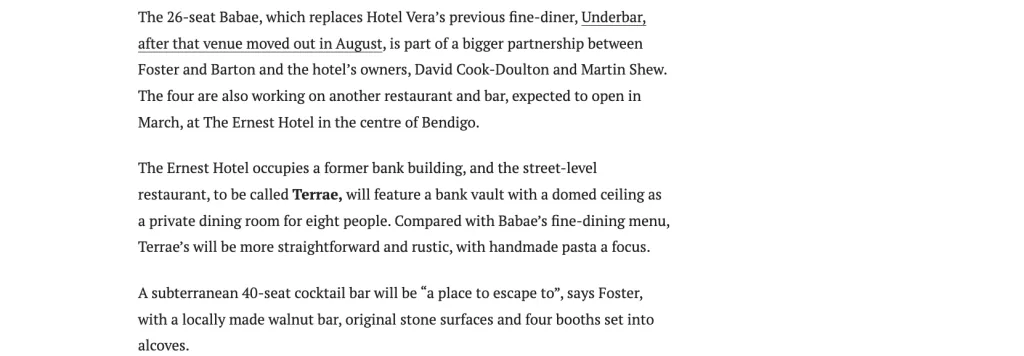 The Age: Good Food 2024 - Hotel Vera Ballarat