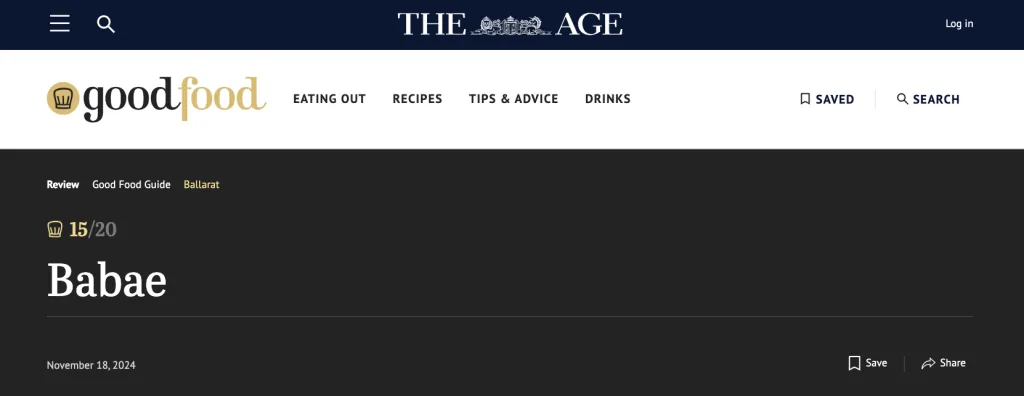 The Age: Good Food 18th November 2024