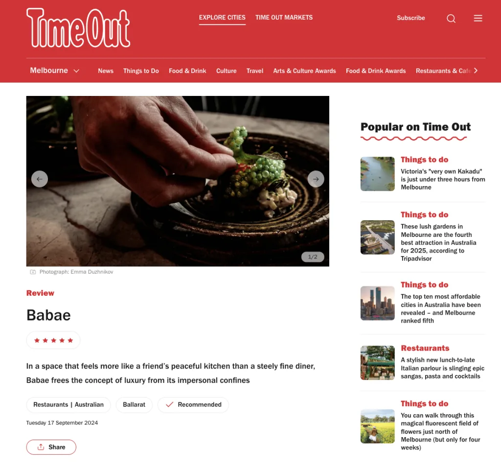 Time Out September 2024 - Hotel Vera Ballarat