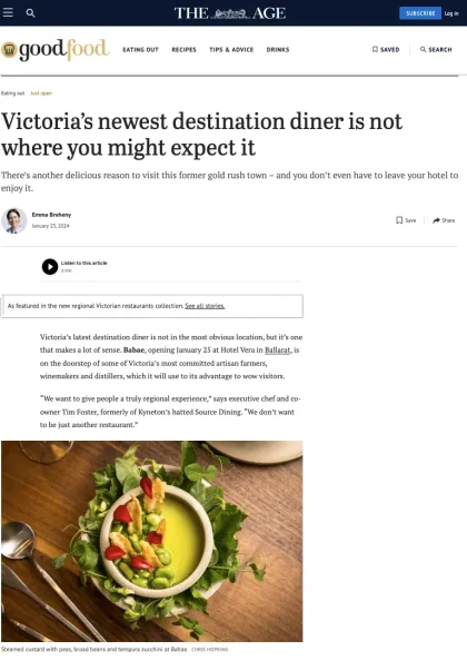 The Age: Good Food 2024 - Hotel Vera Ballarat